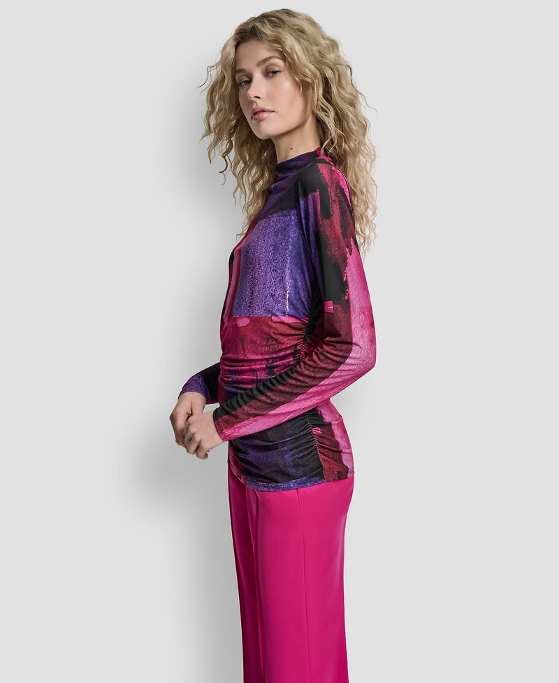 Dkny Women's Long Sleeve Mock Neck Top