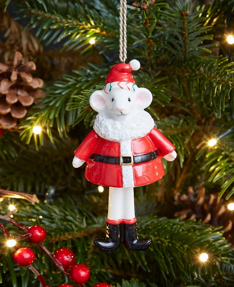 Spode Kit Kemp Christmas Bell Santa Mouse Ornament