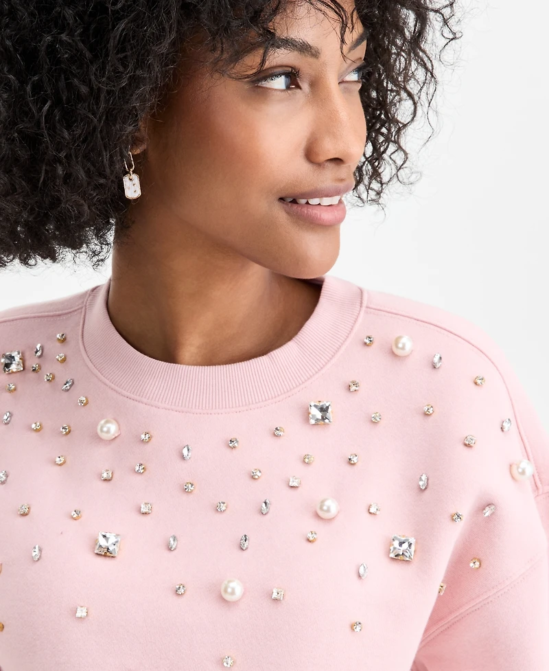 On 34th Women's Embellished Crewneck Sweatshirt, Macy's Exclusive