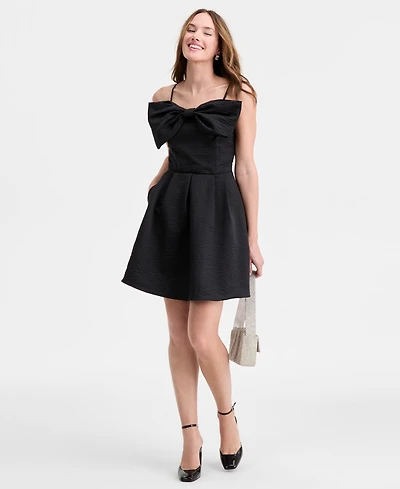 On 34th Women's Satin Bow-Detail Mini Dress, Macy's Exclusive