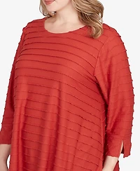 Ruby Rd. Plus Scalloped Jacquard Knit Top