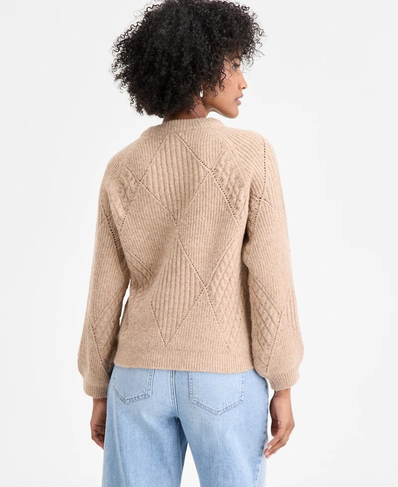 On 34th Women's Mixed-Argyle Crewneck Sweater, Macy's Exclusive