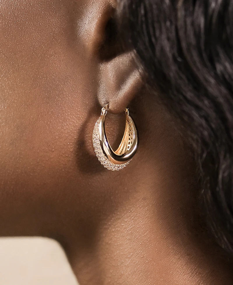 Sterling Forever Philina Cubic Zirconia Hoop Earrings