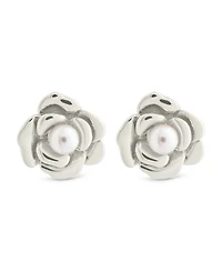 Sterling Forever Rosa Cultivated Pearl Flower Stud Earrings