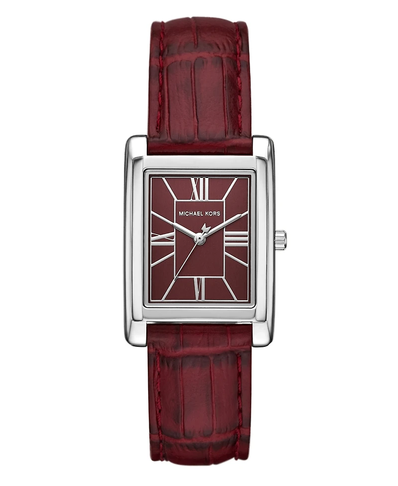 Michael Kors Women's Essex Three-Hand Red Leather Watch, 26x36mm