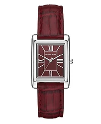 Michael Kors Women's Essex Three-Hand Red Leather Watch, 26x36mm