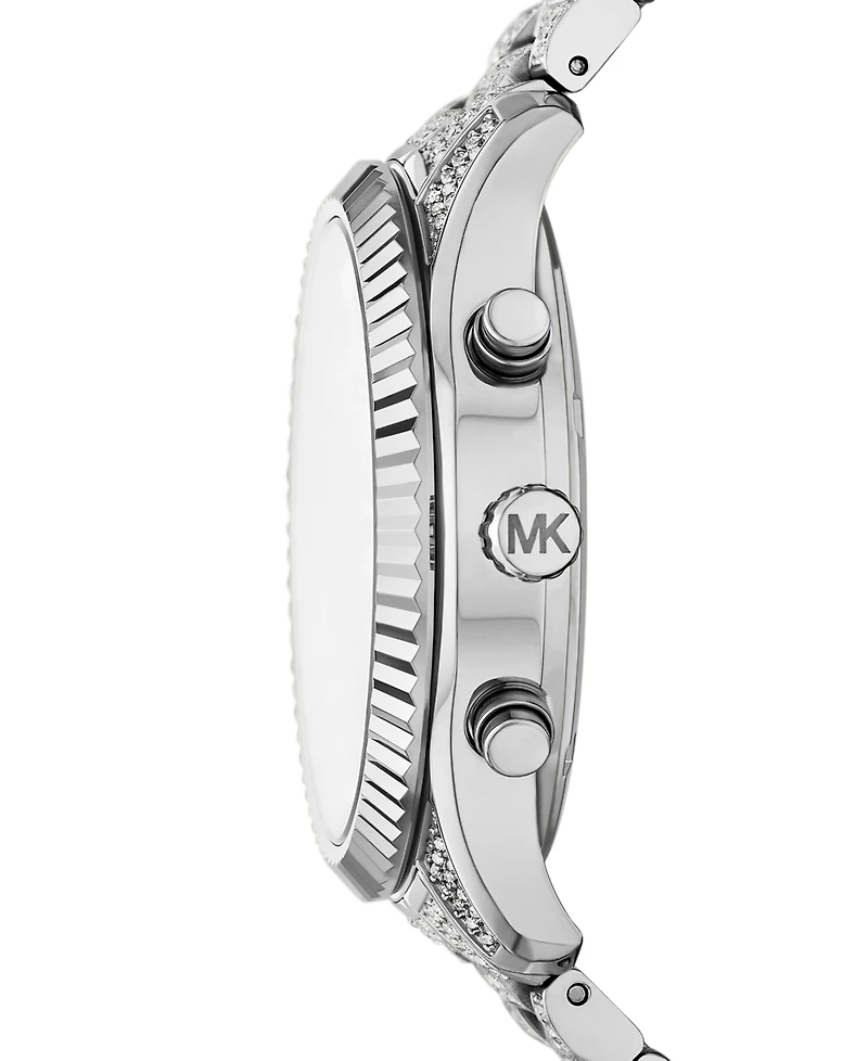 Michael Kors Women's Lexington Chronograph Silver-Tone Stainless Steel Watch, 42mm