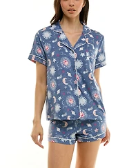 Derek Heart Women's Printed Top and Shorts Set