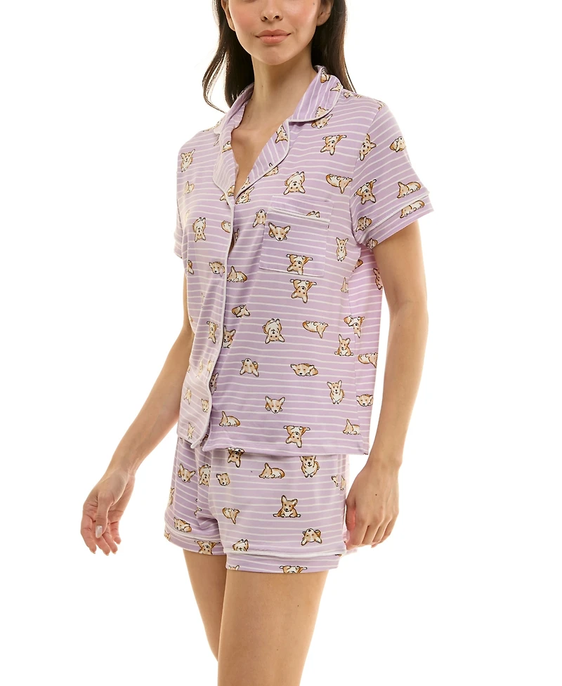 Derek Heart Women's Printed Top and Shorts Set
