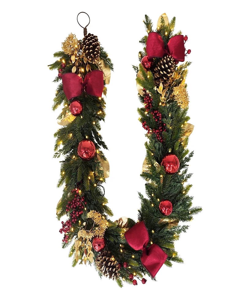 Puleo 10" Pre-Lit Battery-Operated Adorned Garland