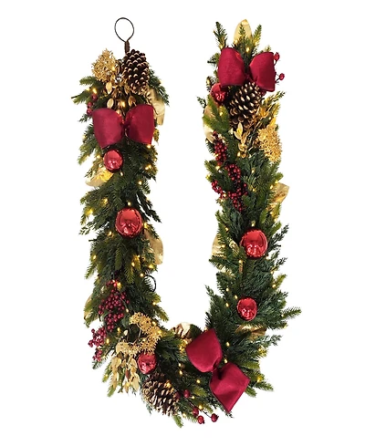 Puleo 10" Pre-Lit Battery-Operated Adorned Garland