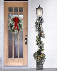 Puleo 7' Pre-Lit Artificial Adorned Lamp Post with Branch Tips and Led Lights