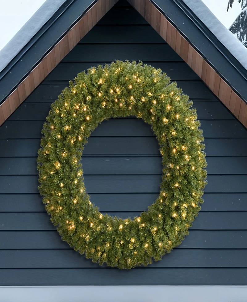 Puleo 48" Pre-Lit Artificial Utah Spruce Wreath with Warm White Led Lights