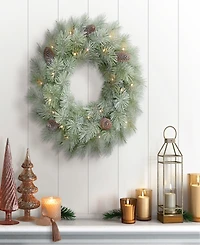 Puleo 24" Pre-Lit Artificial Flocked Wreath