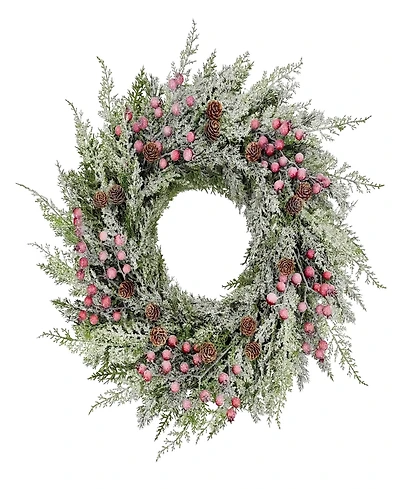 Puleo 24" Pre-Lit Artificial Flocked Wreath