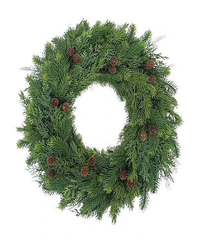 Puleo 24" Artificial Christmas Wreath with Pinecones