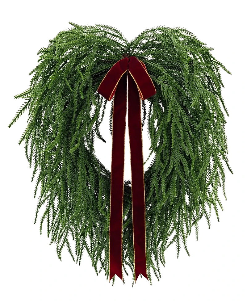 Puleo 22" Artificial Norfolk Pine Wreath with Bow