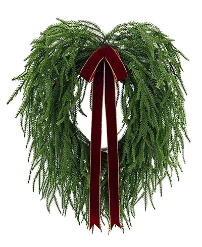 Puleo 22" Artificial Norfolk Pine Wreath with Bow