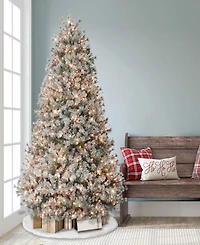 Puleo 7.5' Pre-Lit Flocked Idaho Spruce Artificial Christmas Tree