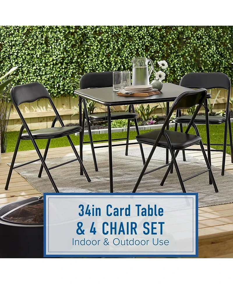 Sugift 5-Piece Folding Dining Set with Table and 4 Vinyl Padded Chairs