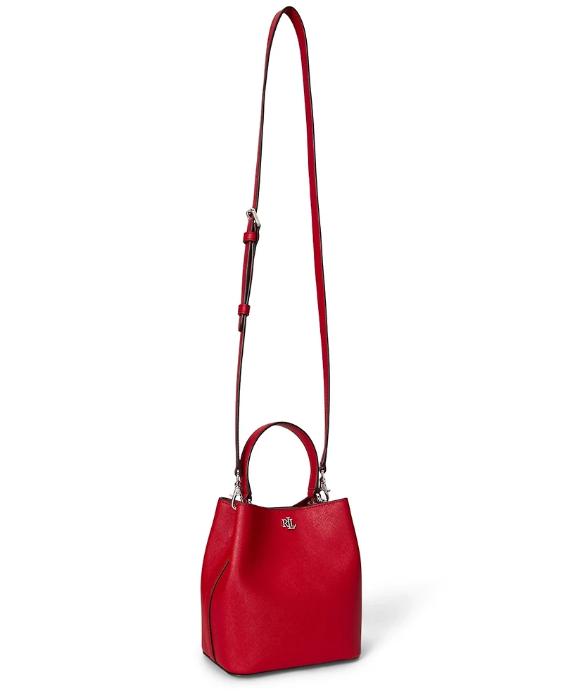 Lauren Ralph Lauren Crosshatch Leather Small Reese Bucket Bag