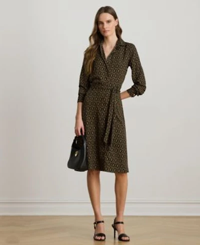 Lauren Ralph Lauren Womens Chain Print Crepe Shirtdress 0p 18