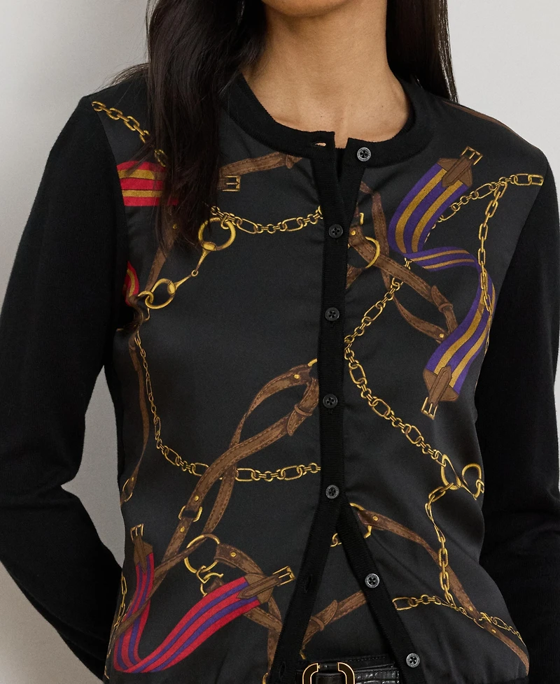 Lauren Ralph Women's Belting-Print Long Sleeve Cardigan