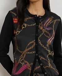 Lauren Ralph Women's Belting-Print Long Sleeve Cardigan