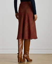 Lauren Ralph Women's Paisley Crinkle Midi Skirt