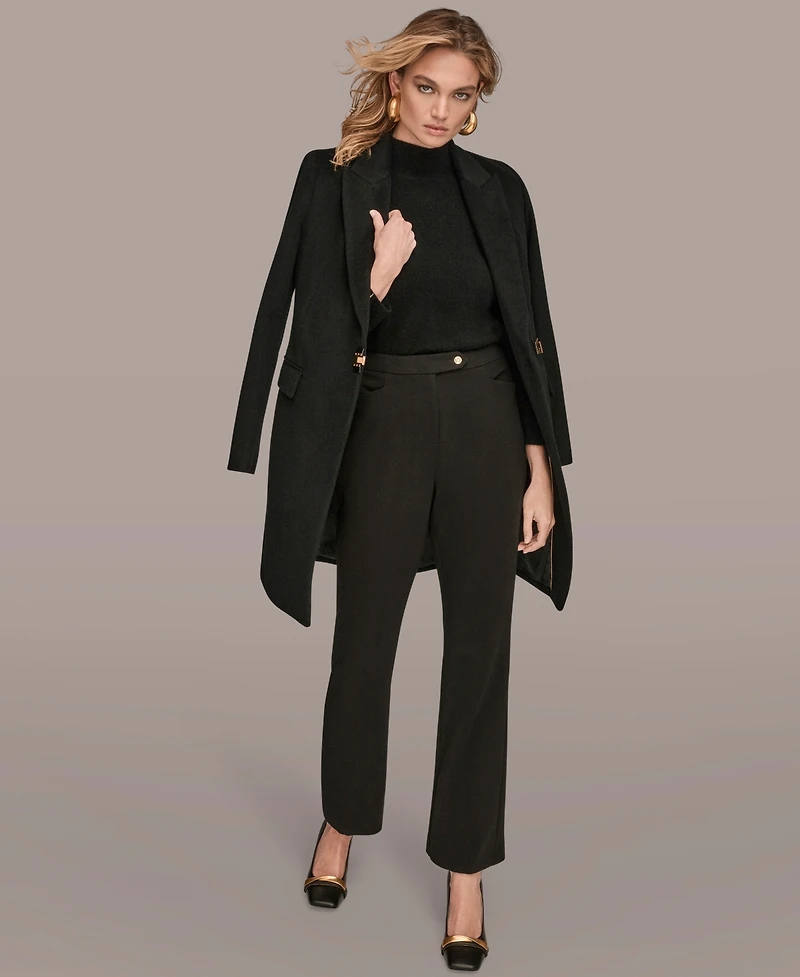 Donna Karan New York Women's Buttoned Notch Collared Coat