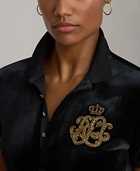 Lauren Ralph Women's Beaded-Logo Stretch Polo Shirt