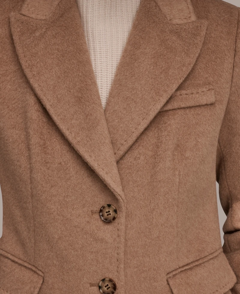 Donna Karan New York Women's Single-Breasted Stitch Trimmed Coat