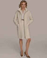 Donna Karan New York Women's Zip Front High Collared Coat