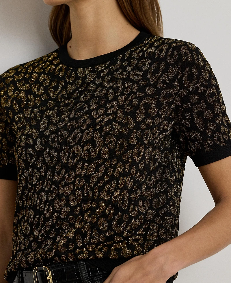 Lauren Ralph Women's Ocelot Short Sleeve Sweater