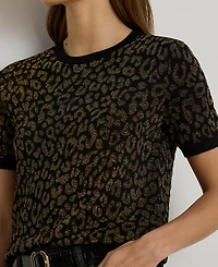 Lauren Ralph Women's Ocelot Short Sleeve Sweater