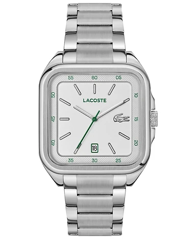 Lacoste Men's Silver Tone Stainless Steel Bracelet Watch, 39mm