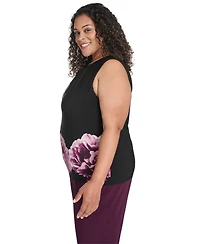 Calvin Klein Plus Printed Pleat Detail Sleeveless Top