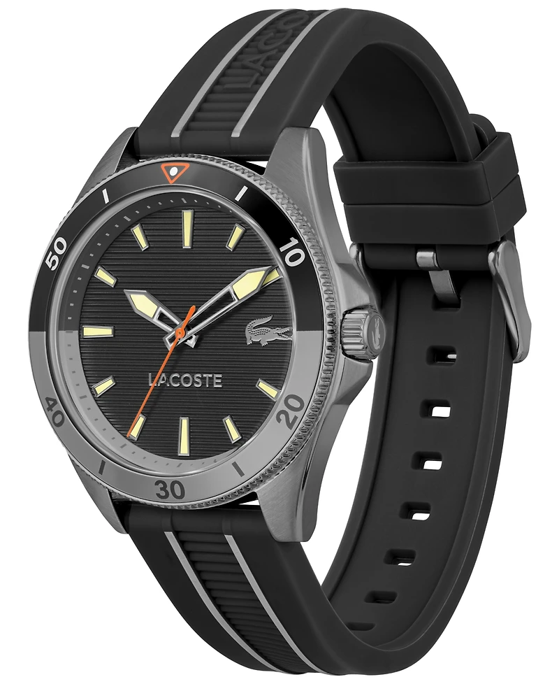 Lacoste Men's Mainsail Black Silicone Strap Watch, 43mm