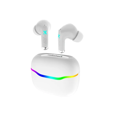 RadioShack Wireless Gaming Earbuds with Noise Cancelation and Rgb Led Lights With 22 Hour Playtime 3304453 White