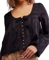 Free People Women's Embroidered Lace Shirt