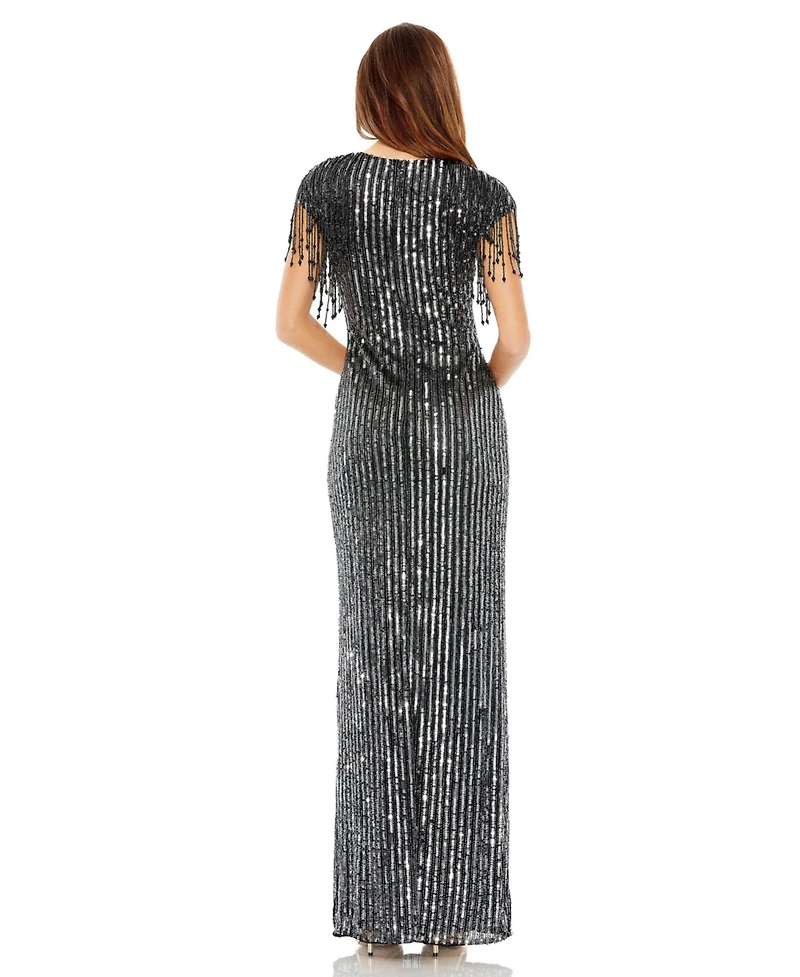 Mac Duggal Women's Embellished Fringe Gown