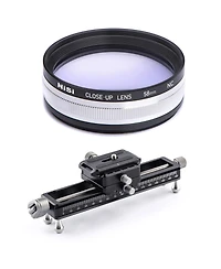 NiSi Close-Up Lens Kit Nc 58mm with 49 & 52mm Adapters with NiSi Nm-180 Macro Focusing Rail with 360 Degree Rotating Clamp
