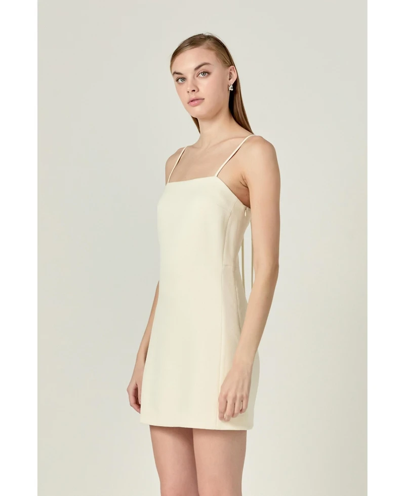 English Factory Women's Back Bow Sleeveless Mini Dress