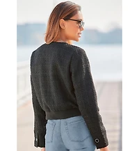 Lascana Women's Round Neckline Tweed Jacket