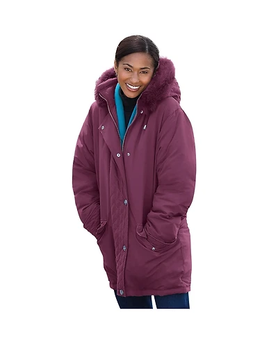 Woman Within Plus Faux Fur Down Parka Coat