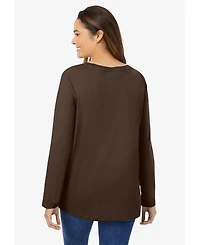 Woman Within Plus Perfect Long-Sleeve V-Neck Tee