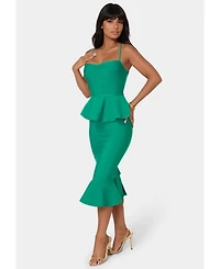 Bebe Women's Peplum Bandage Midi Dress