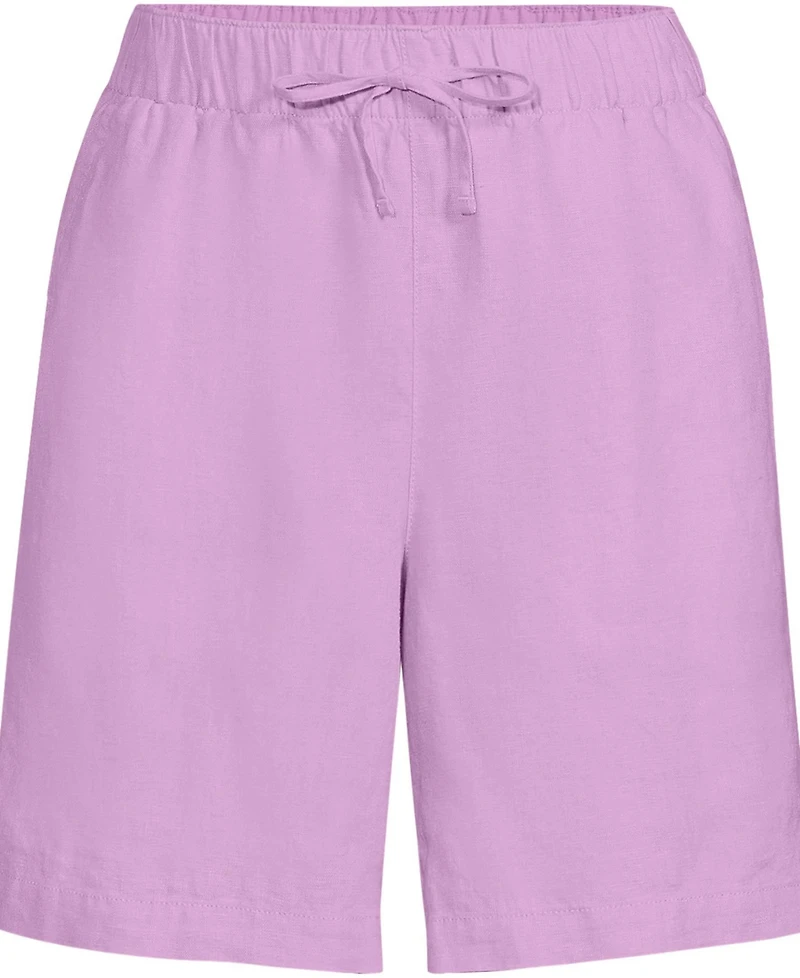 Lands' End Women's Plus Linen High Rise Pull On 7" Shorts