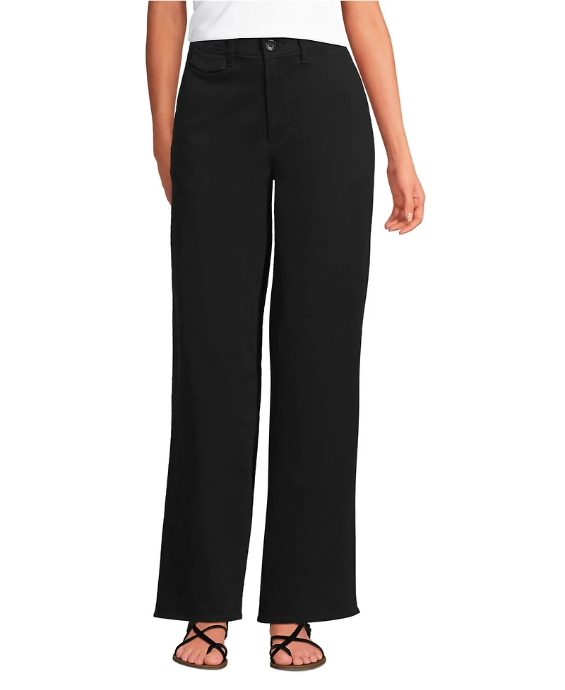 Lands' End Women's Petite Chino High Rise Rail Straight Leg Pants