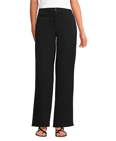 Lands' End Women's Petite Chino High Rise Rail Straight Leg Pants